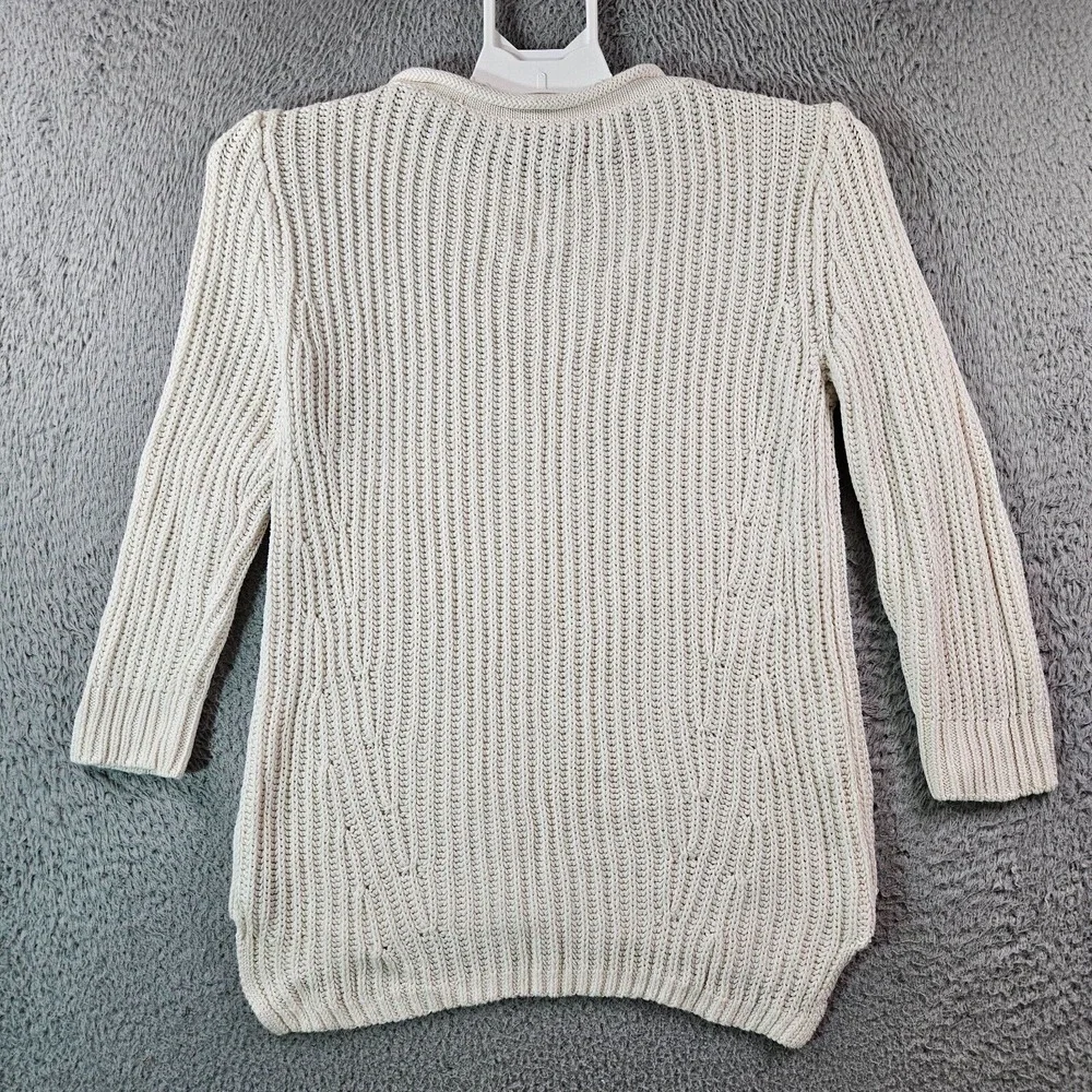 LRL Lauren Jeans Co‎ Ralph Lauren Sweater Women Medium Knit 3/4 Sleeve Off-White